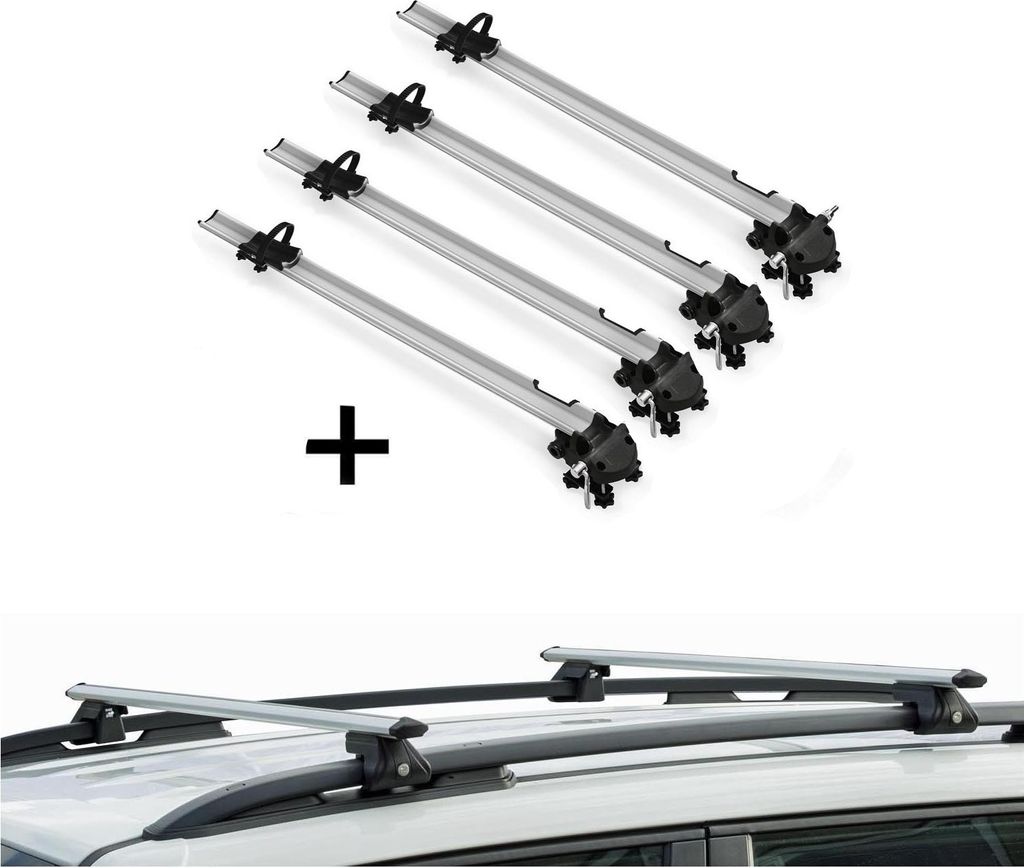 VDP 4X Fahrradträger Bike Pro + Relingträger CRV135 kompatibel mit für Mercedes Classe E Kombi 09-16
