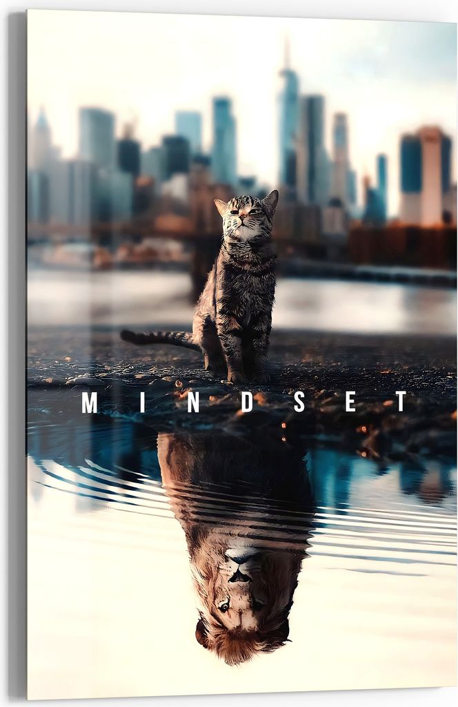 DEQOART Glasbild Echtglas 60x90 cm 'Städtischer Spiegelblick' Wandbild Bild modern Deko