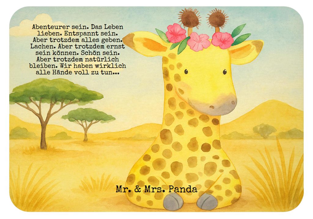 Mr. & Mrs. Panda magnet Giraffe Blumenkranz Design - Weiß - Geschenk, Afrika, Freundin, whiteboardmagnet, Abenteurer, haftmagnet, Selbstliebe, Not...