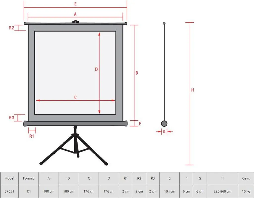 Écran de projection anti-reflet stable sans fixation murale - 3