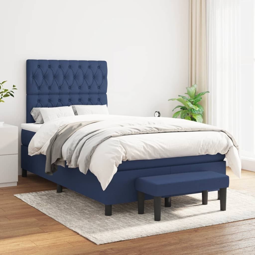 Maison Exclusive - Boxspringbett mit Matratze Blau 120x200 cm Stoff