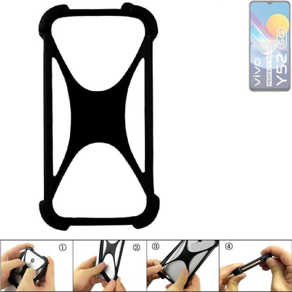 K-S-Trade Handy-Hülle Schutz-Hülle kompatibel mit Vivo Y52 5G Silikon Bumper TPU Softcase Smartphone Stoßschutz, schwarz