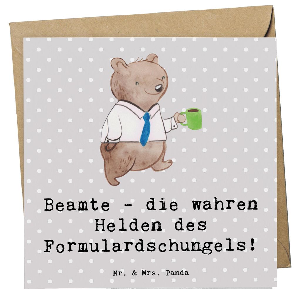 Mr. & Mrs. Panda Grußkarte Beamtin Heldin - Grau Pastell - Geschenk, handgefertigte Geschenke, anlasskarte, Klappkarte, kreative, Witz, Beruf, Ane...
