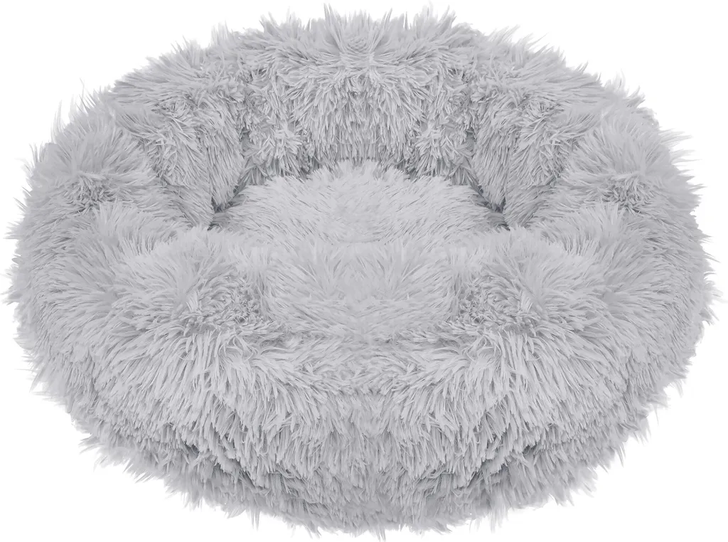 Lit pour chien XL gris en fourrure synthétique Premium Ø 120 cm