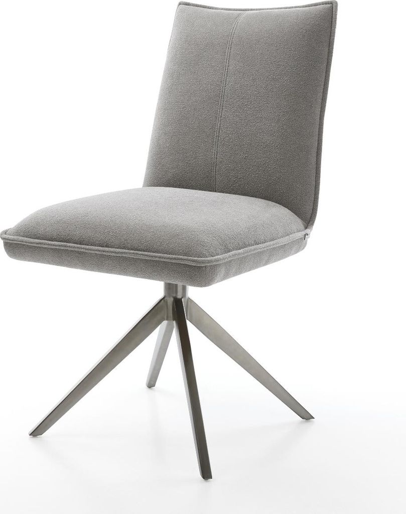 DELIFE Drehstuhl Lelio-Flex Strukturstoff Soft Grau Kreuzgestell breit Graphit 360° drehbar Wippfunktion Taschenfederkern