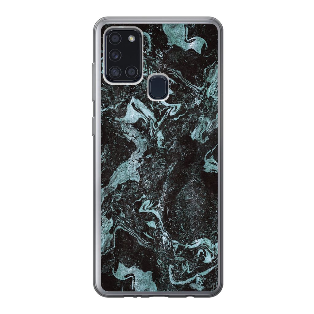 MuchoWow Handyhülle Schutzhülle Hülle für Samsung Galaxy A21s Marmor - Naturstein - Luxus Silikon Softcase Handy Hülle - Hartschale