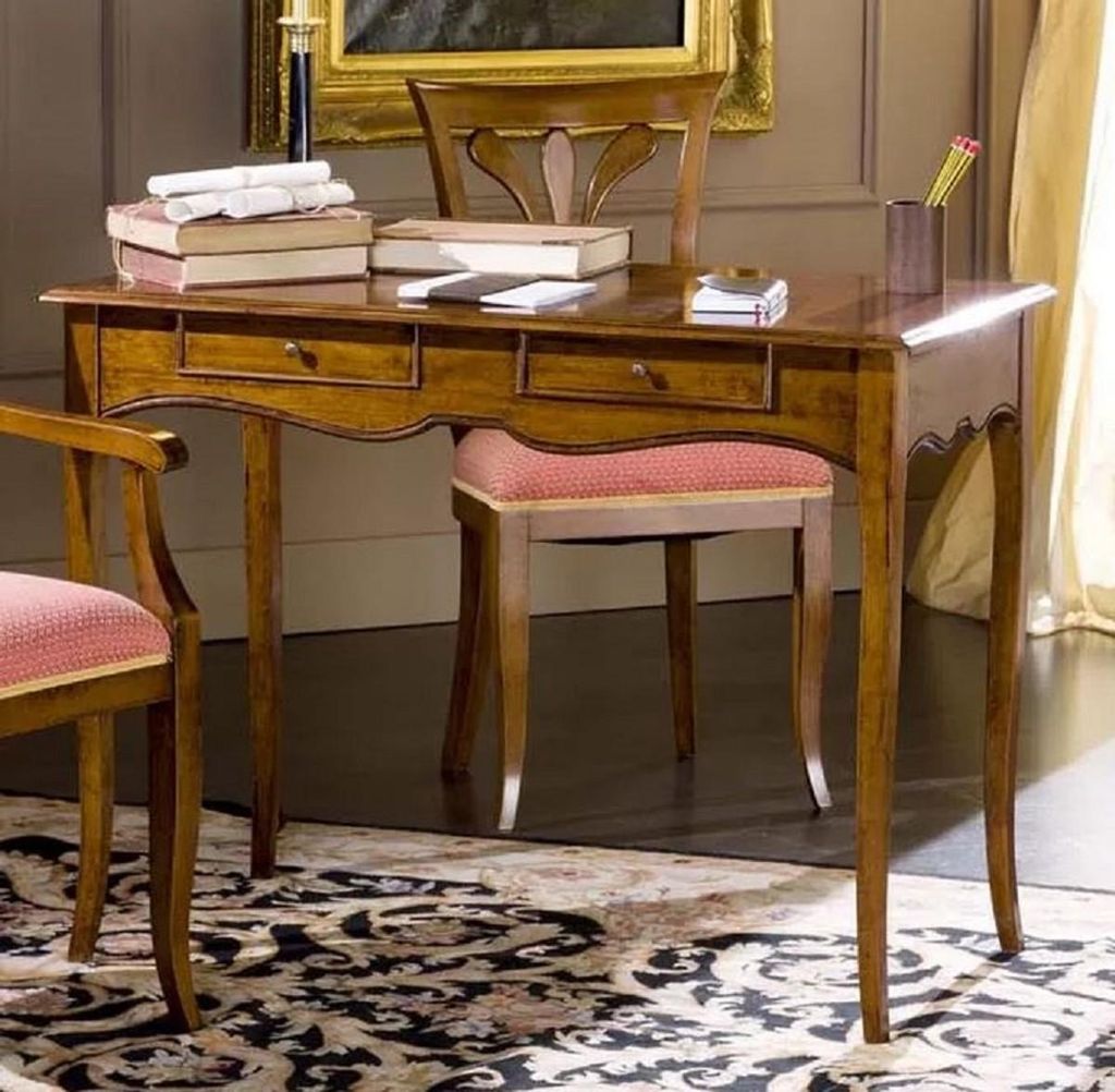 Casa Padrino Luxus Biedermeier Sekretär Braun - Handgefertigter Massivholz Schreibtisch mit 2 Schubladen - Biedermeier Büromöbel - Luxus Qualit...