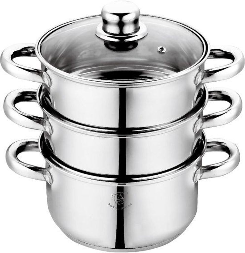 Parní hrnec o průměru 28 cm – 3dílná sada nerezových hrnců Obrázek produktu 