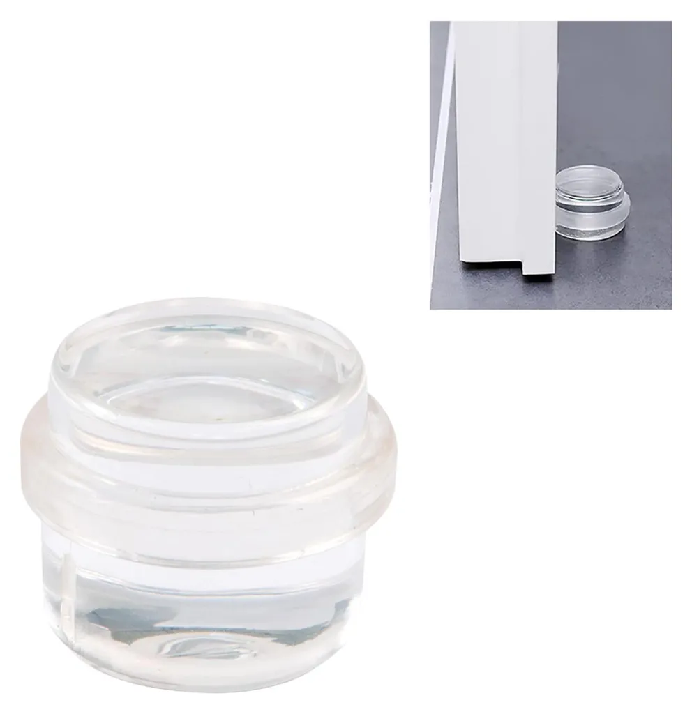 Butée de porte Ø 30 mm transparente avec gomme amortissante adhésive