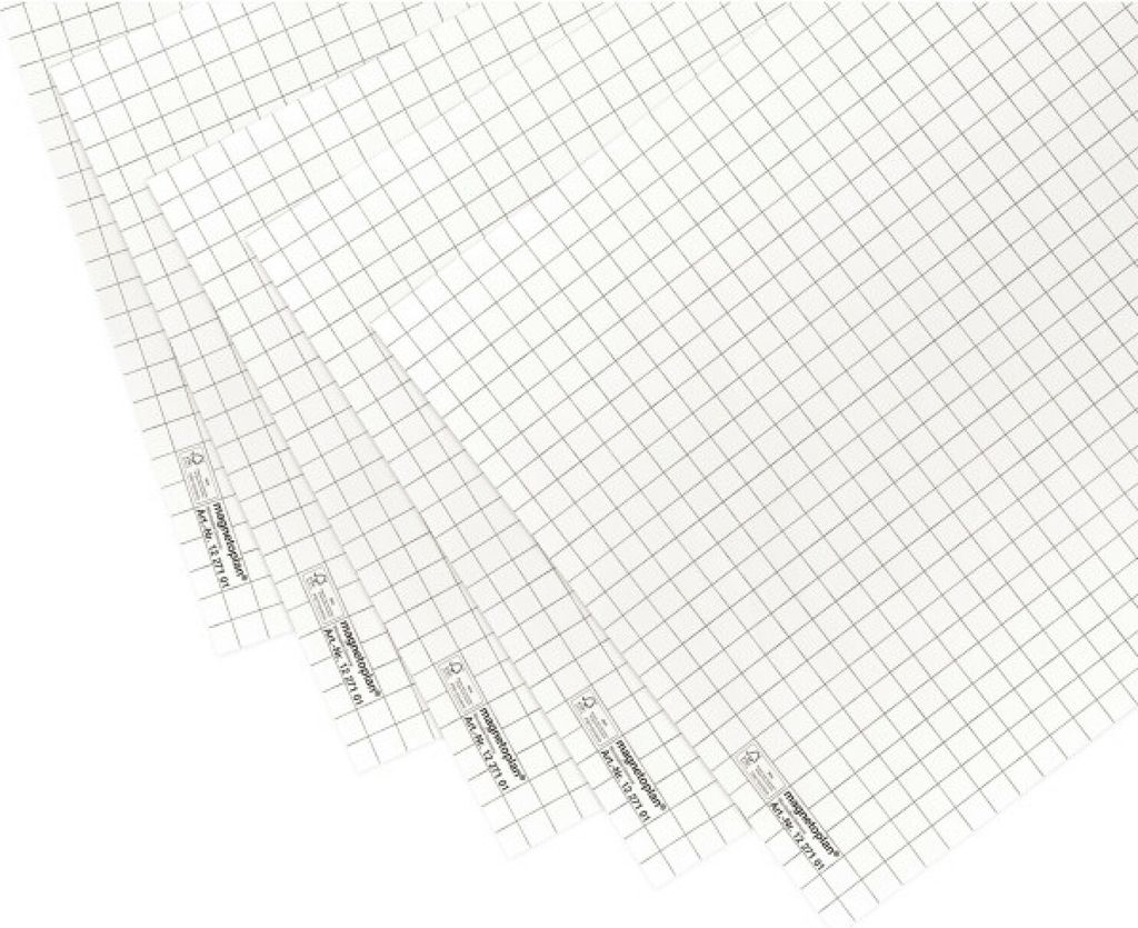 Magnetoplan Flipchart-Papier - Einseitig kariert - 20 Blatt 70g/m² - Weiß - 5Stk