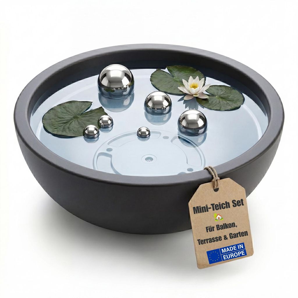 BigDean Miniteich Brunnen Set Schale mit Teichkugeln innen Produktbild 