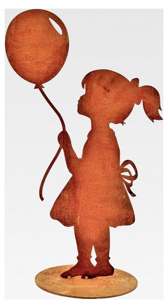 Mädchen mit Luftballon 52 cm Edelrost Gartendeko Vintage Dekofigur