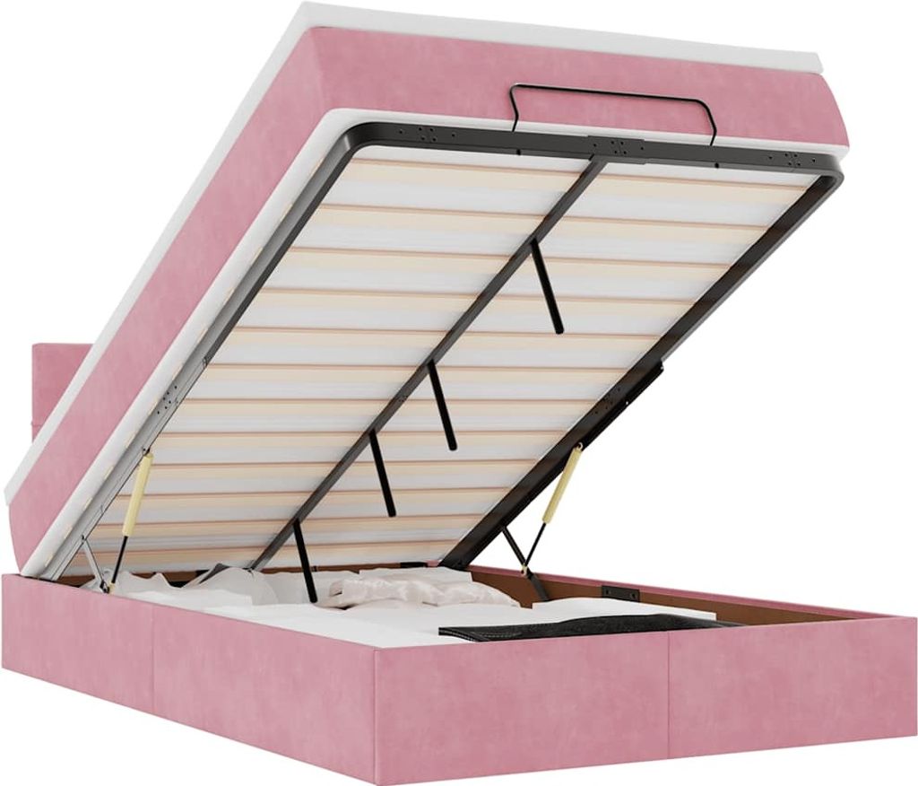 vidaXL Ottoman-Bett mit Matratze & LEDs Rosa 120x200 cm Samt