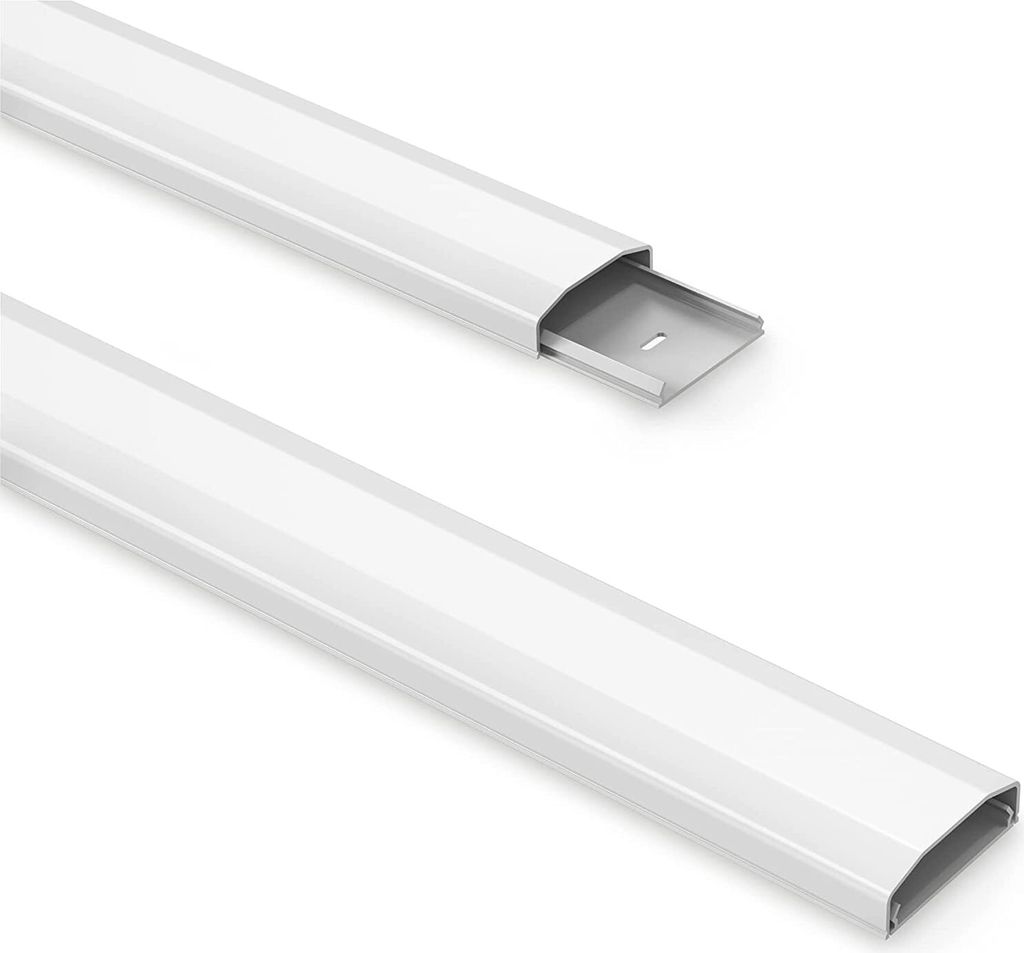 PureMounts Kabelkanal Kunststoff mit Klebeband + Schrauben/Dübel, 0,50m, weiß