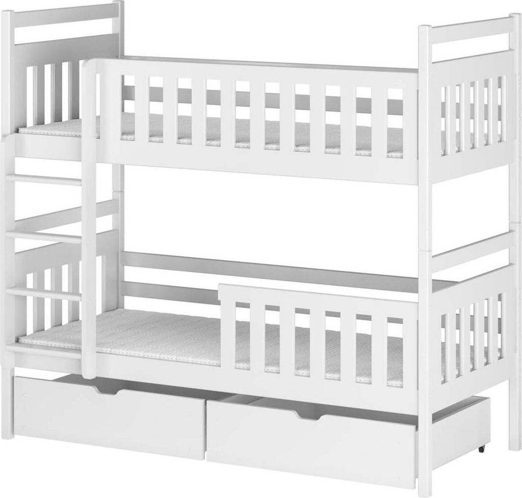 FURNLUX Bunk Bed Monika Weiss 90x200cm / Hauptfarbe: Weiß / Abmessungen: 96 x 208 x 171 cm