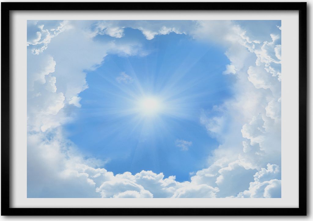 Bild - Bilder - Bilderrahmen - 70 cm x 50 cm - MDF-Rahmen, Wandkunst Wolken im Himmel