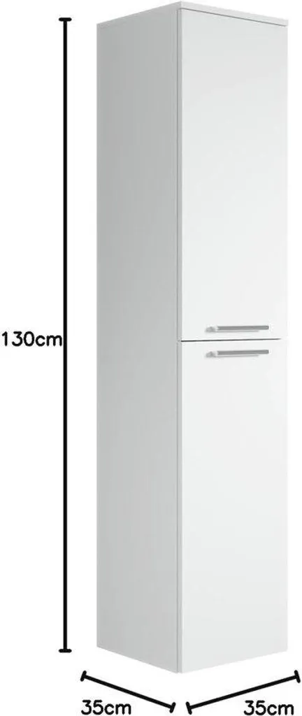 Colonne de salle de bain haute blanche 130 cm, meuble de rangement