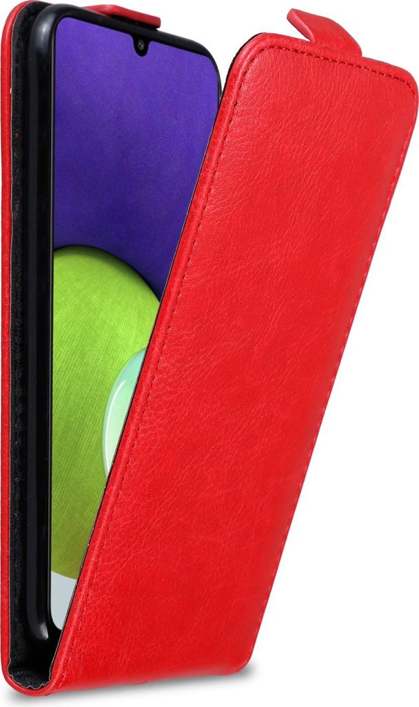 Cadorabo Hülle für Samsung Galaxy A22 4G / M22 / M32 4G Schutz Hülle in Rot Flip Etui Handyhülle Case Cover