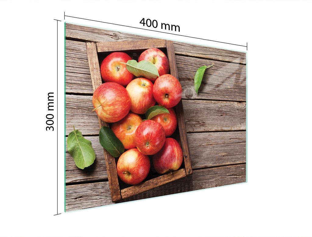 Schneidebrett Herdabdeckplatte Multiglasschneidplatte 40x30 cm Äpfel Holz
