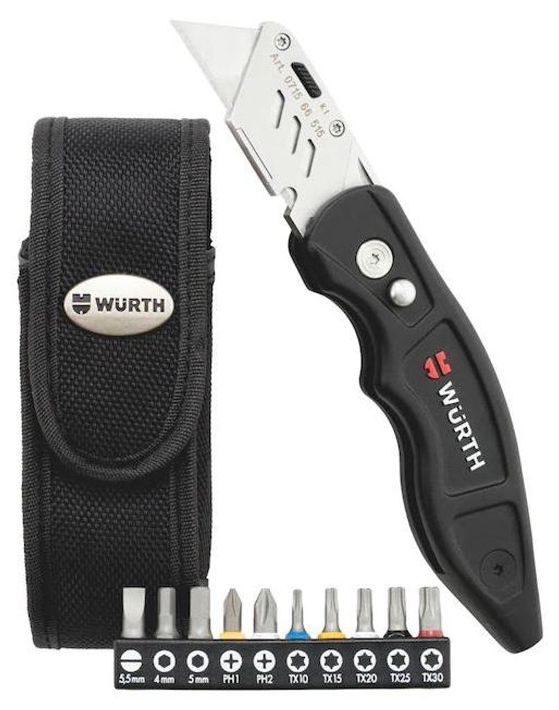Würth Trapezklingen-Messer-Set + 10 Bits + Nylon Produktbild 