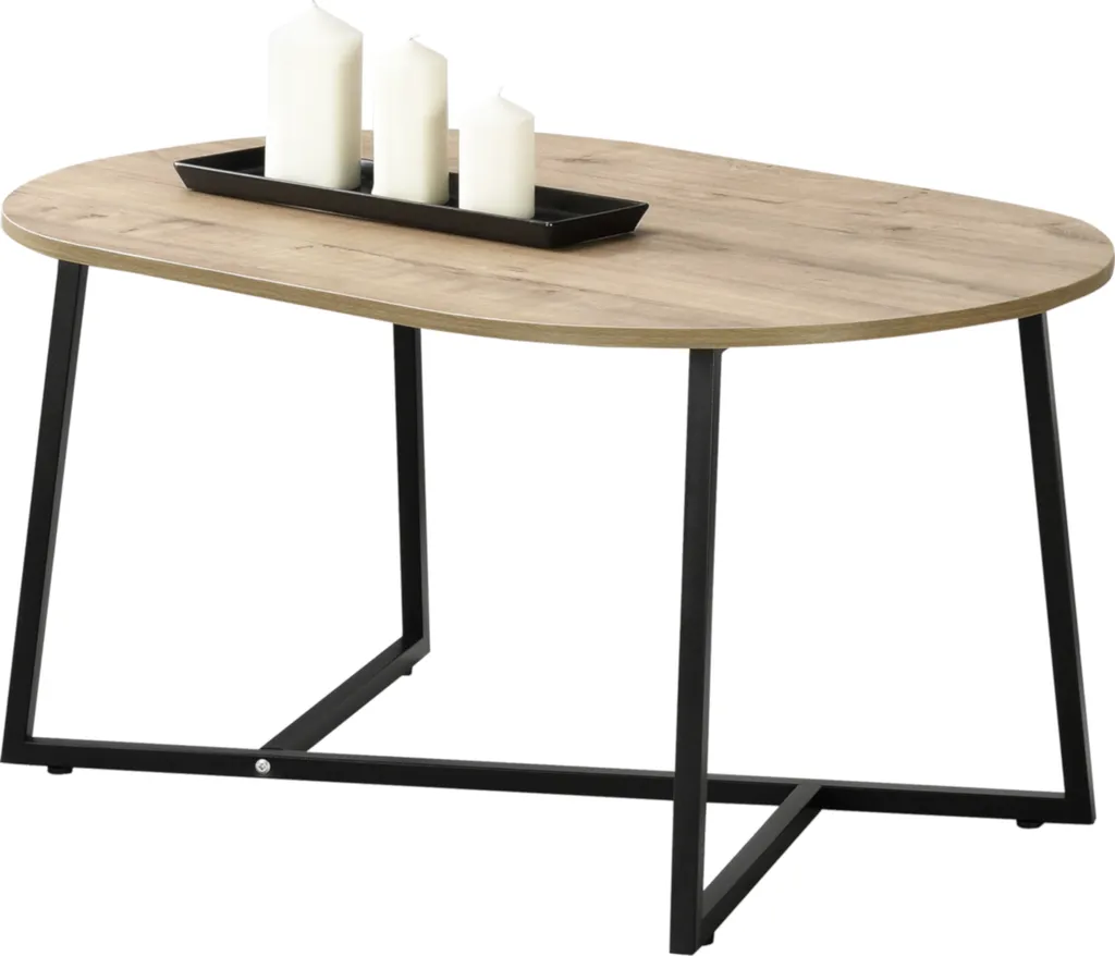 Tavolino da Caffè Valdemarsvik 100x60x47cm Effetto Rovere e Metallo