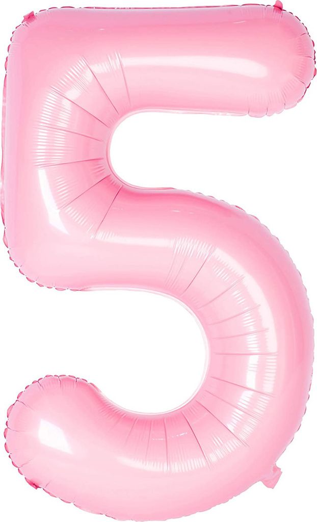 Oblique Unique Folien Luftballon mit Zahl 5 für Kinder Geburtstag Mädchen Jubiläum Party Deko Ballon rosa