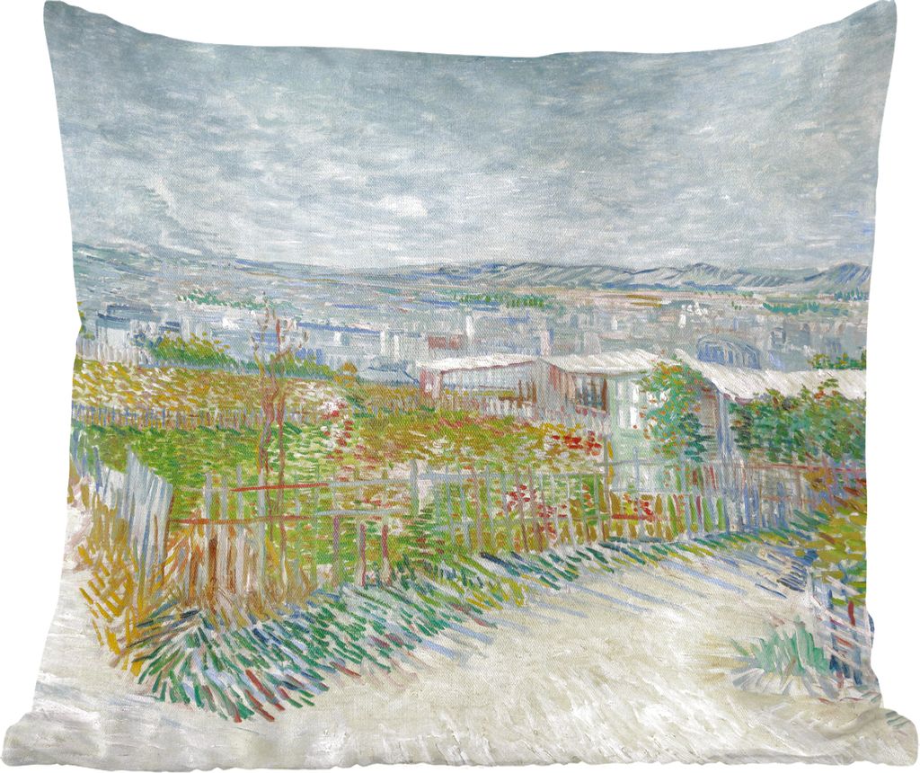 MuchoWow Zierkissen Sofakissen Wohnzimmer Dekokissen 50x50 cm Montmartre: hinter der Mühle von Galette - Vincent van Gogh - Komfort - Sofakissen