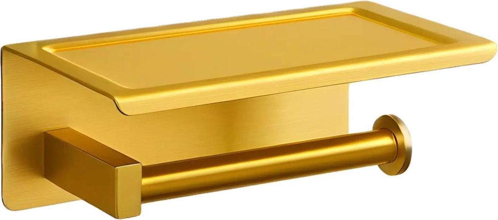 Balneo | Toilettenpapierhalter mit Ablage gold Edelstahl| Papierrollenhalter QUBE Rostfrei | WC-Papierhalter aus Metall