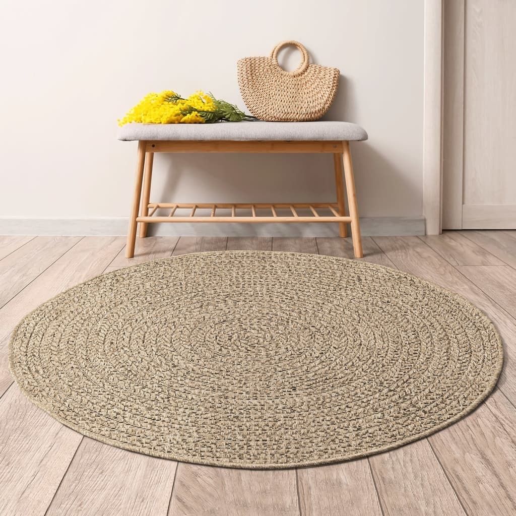 The Living Store Teppich 90 cm Jute-Optik Innen und Außen