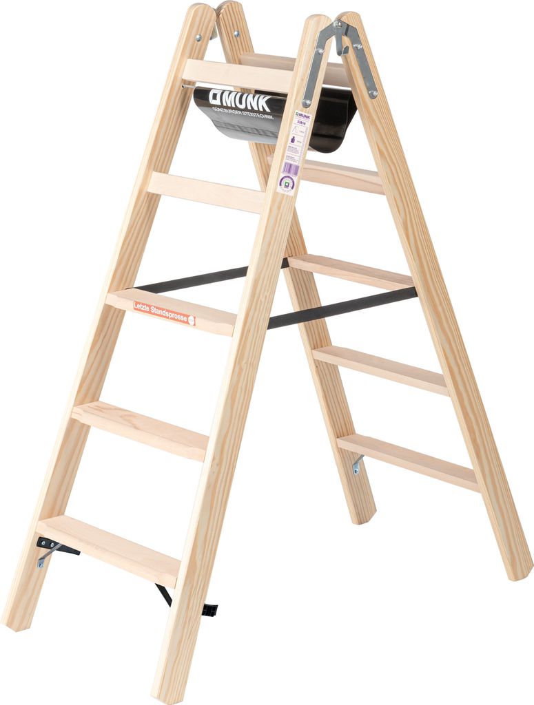 Stufen-Stehleiter Holz beidseitig begehbar 2x5 Stufen