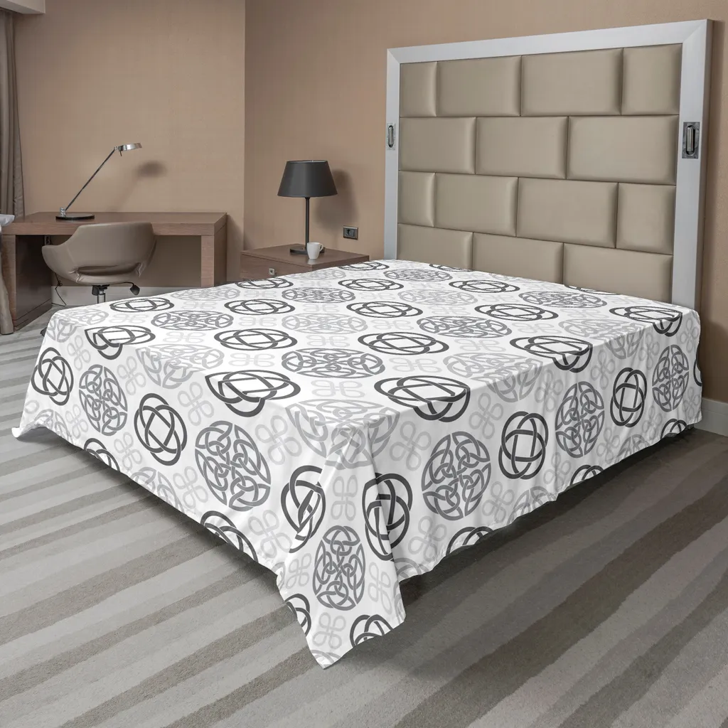 Lenzuolo Celtico Decorativo ABAKUHAUS - Nodo d'Amore Grigio e Bianco