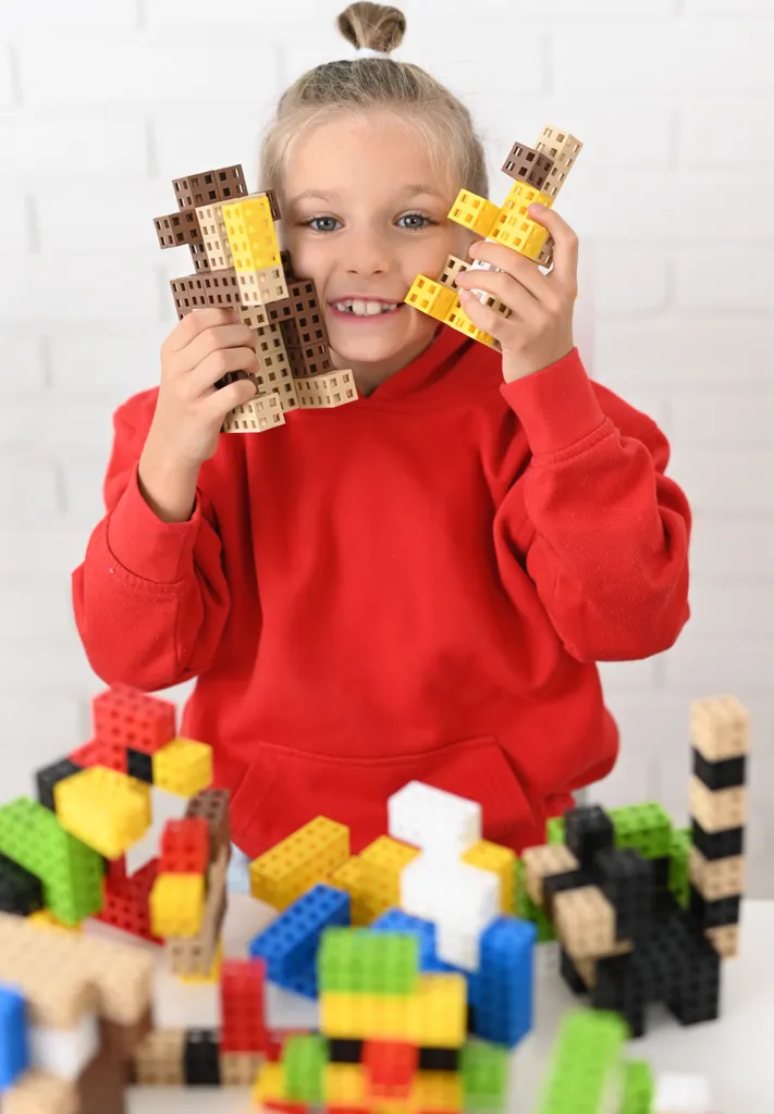 Cubes de construction 50 pcs multicolores - Jeu d'éveil créatif - 8