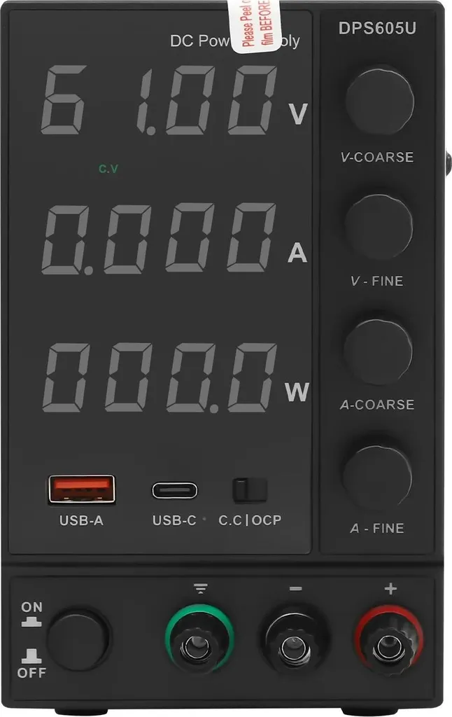 Alimentation de laboratoire Stable 60V 5A pour Projets DIY et USB-C Noir