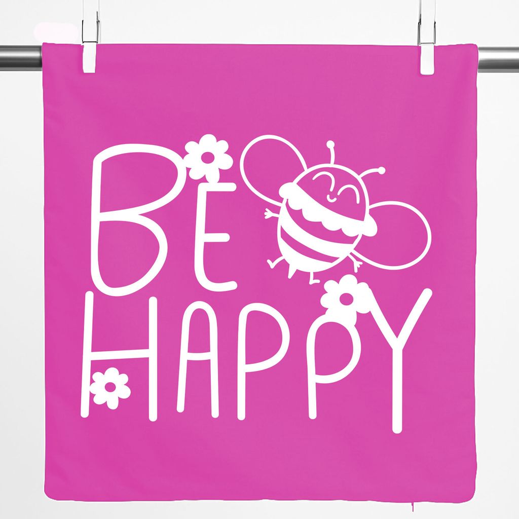 Huuraa Kissenbezug Be Happy Biene 40x40cm Fuchsia Baumwolle Produktbild 