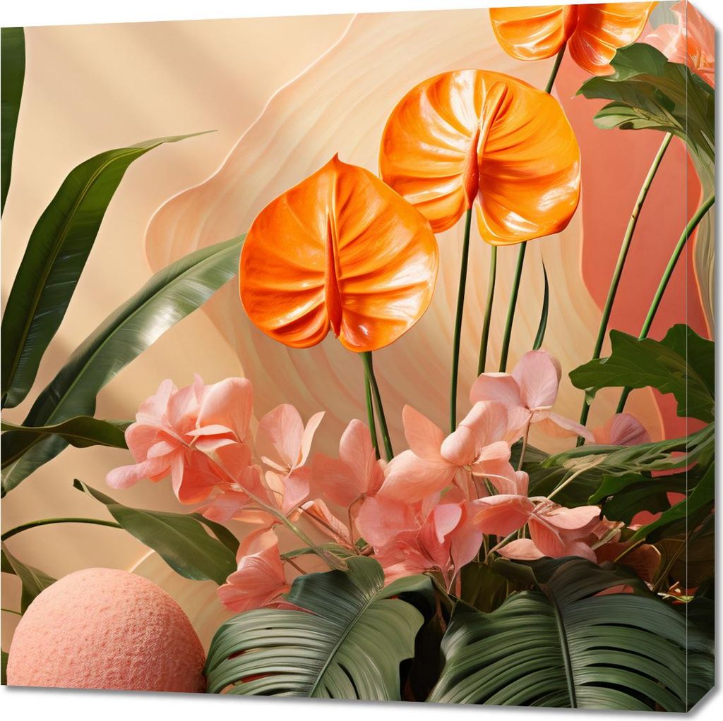 Bild 70x70cm Orange Paradies