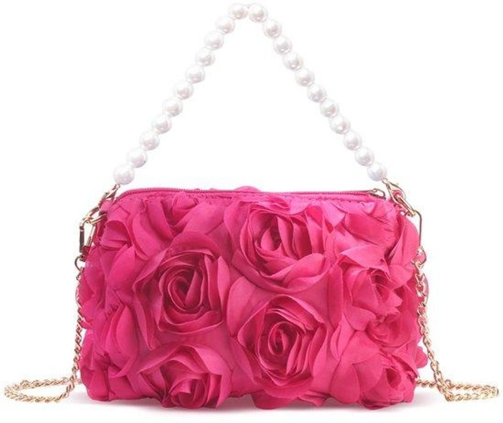 Chiffon-Evening-Tasche mit Blumenmuster, geschlossenem Deckel und Griff, perfekt für Braut, Feier und Gala