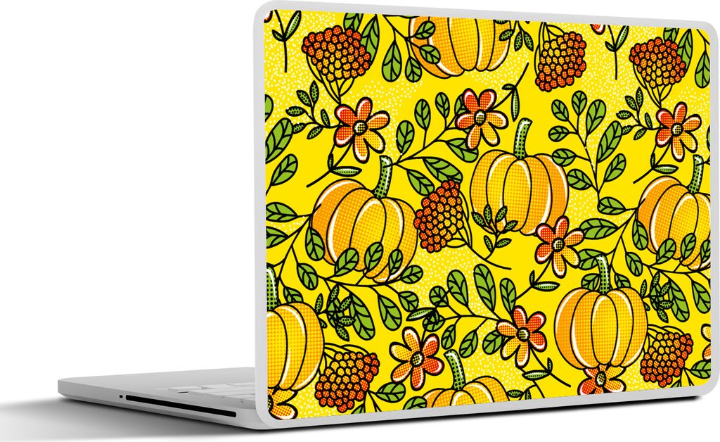 MuchoWow Laptop Aufkleber Sticker Cover Kürbisse - Muster - Blumen 36.5x27.5 cm - Laptop-Sticker