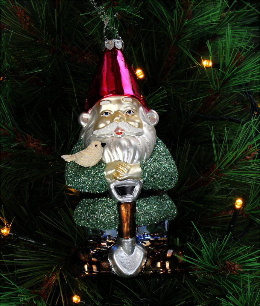 Christbaumschmuck Glas 7,8cm Gartenzwerg mit Spaten Figur Bunt