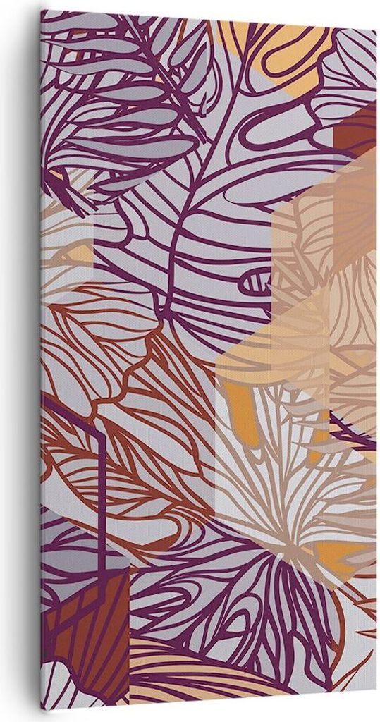 Bild auf Leinwand - Leinwandbild - Blatt Pflanze Blume - 65x120cm - Wand Bild - Wanddeko - Leinwanddruck - Bilder - Kunstdruck - Wanddekoration - L...