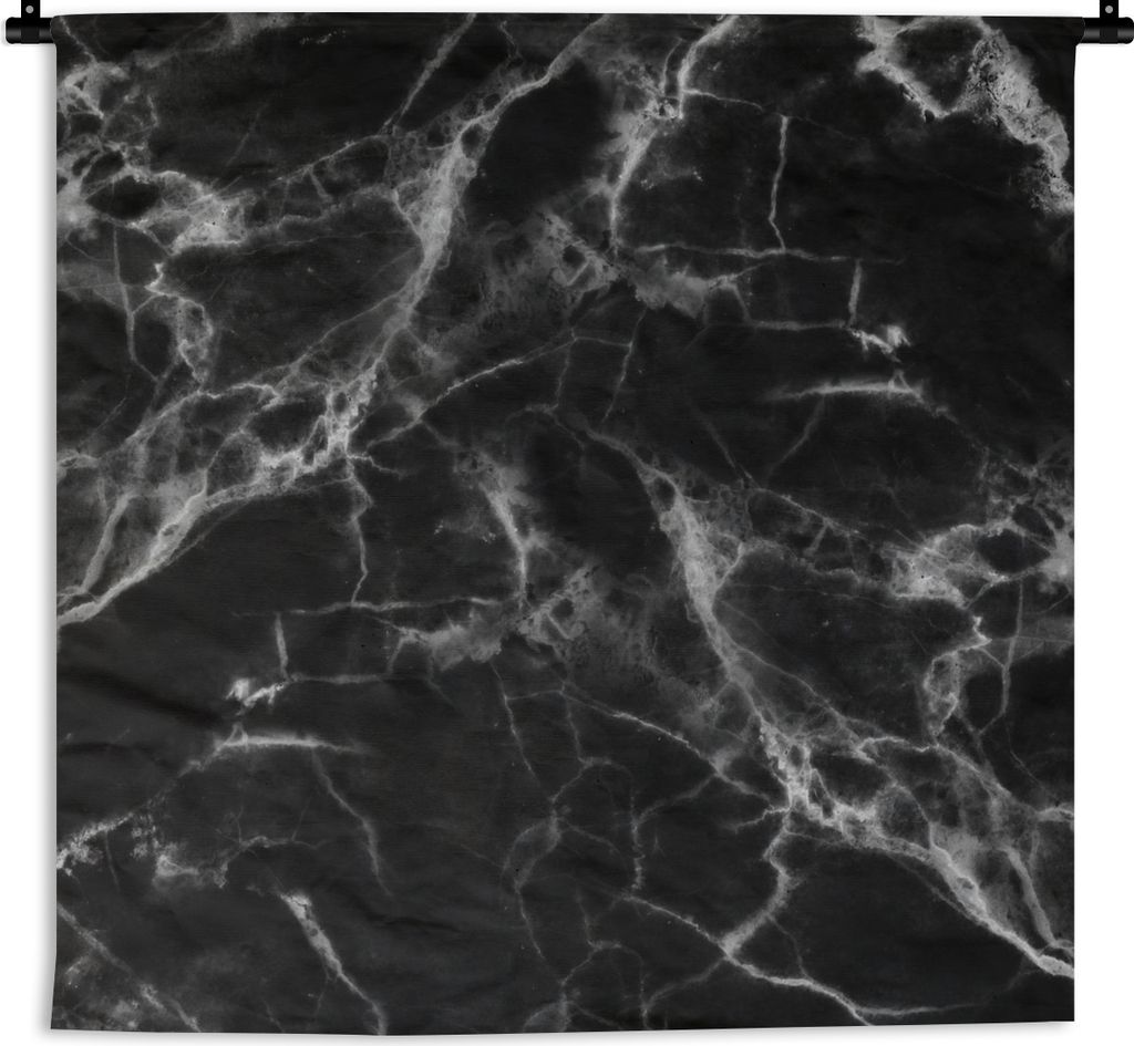 MuchoWow Wandteppich Wandbehang Marmor - Schwarz - Weiß - Chic 150x150 cm Tapisserie Dekoration Wandtuch - Wohnaccessoires - Modernes