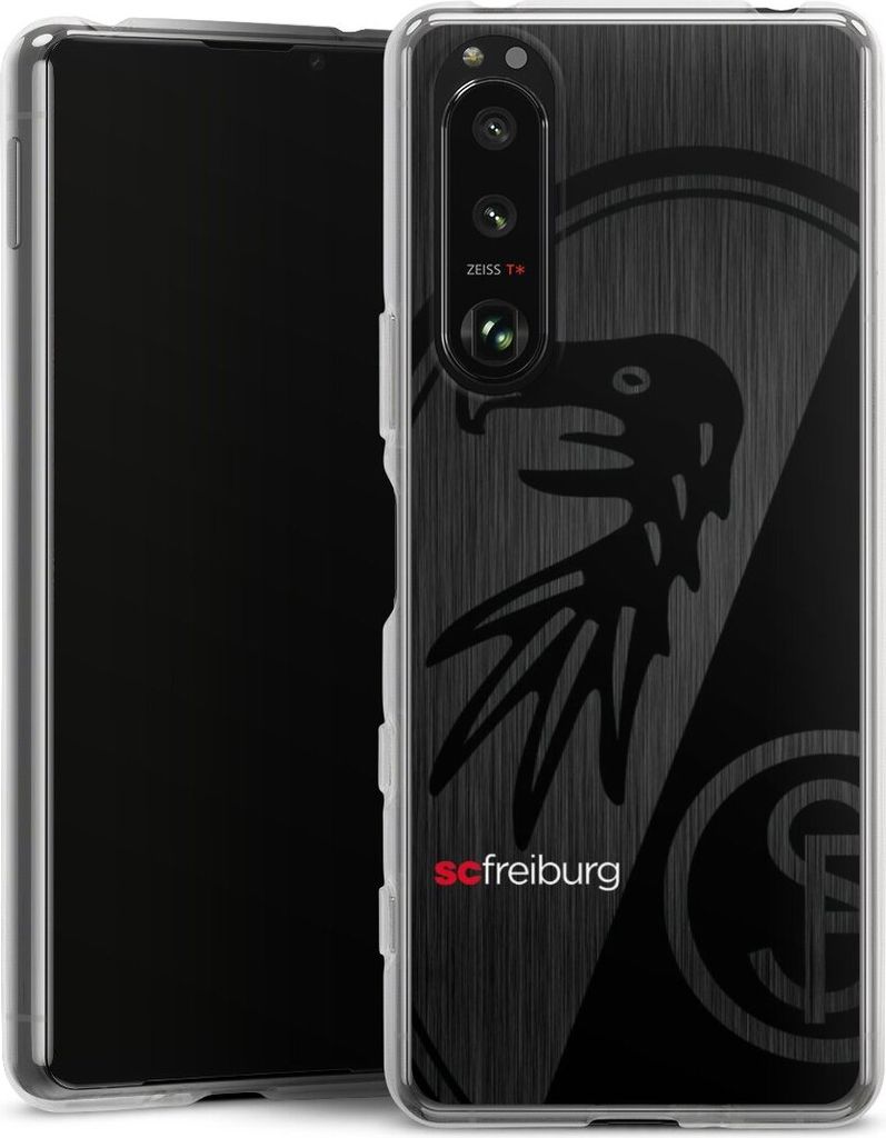 DeinDesign Handyhülle für Sony Xperia 5 III Silikon Hülle Case Smartphone Schutzhülle Metallic Look Offizielles Lizenzprodukt SC Freiburg