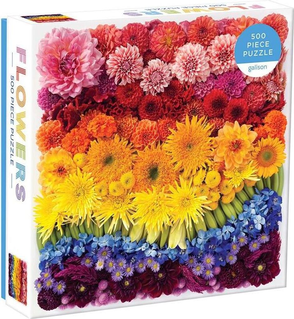 GALISON Quadratisches Puzzle Regenbogenblumen 500 Teile Produktbild 
