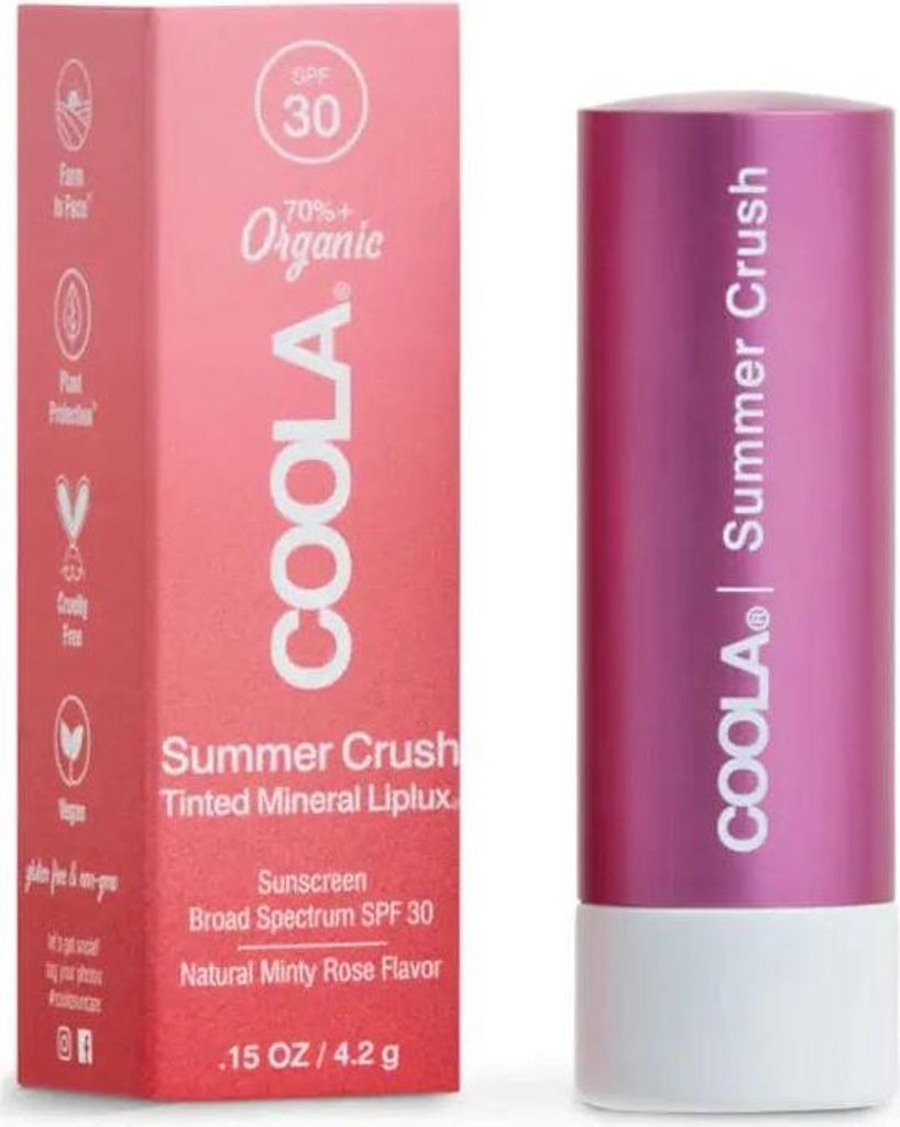 Coola Mineral Liplux Organic Tinted Lip Balm Sunscreen Summer Crush Spf30 4.2ml