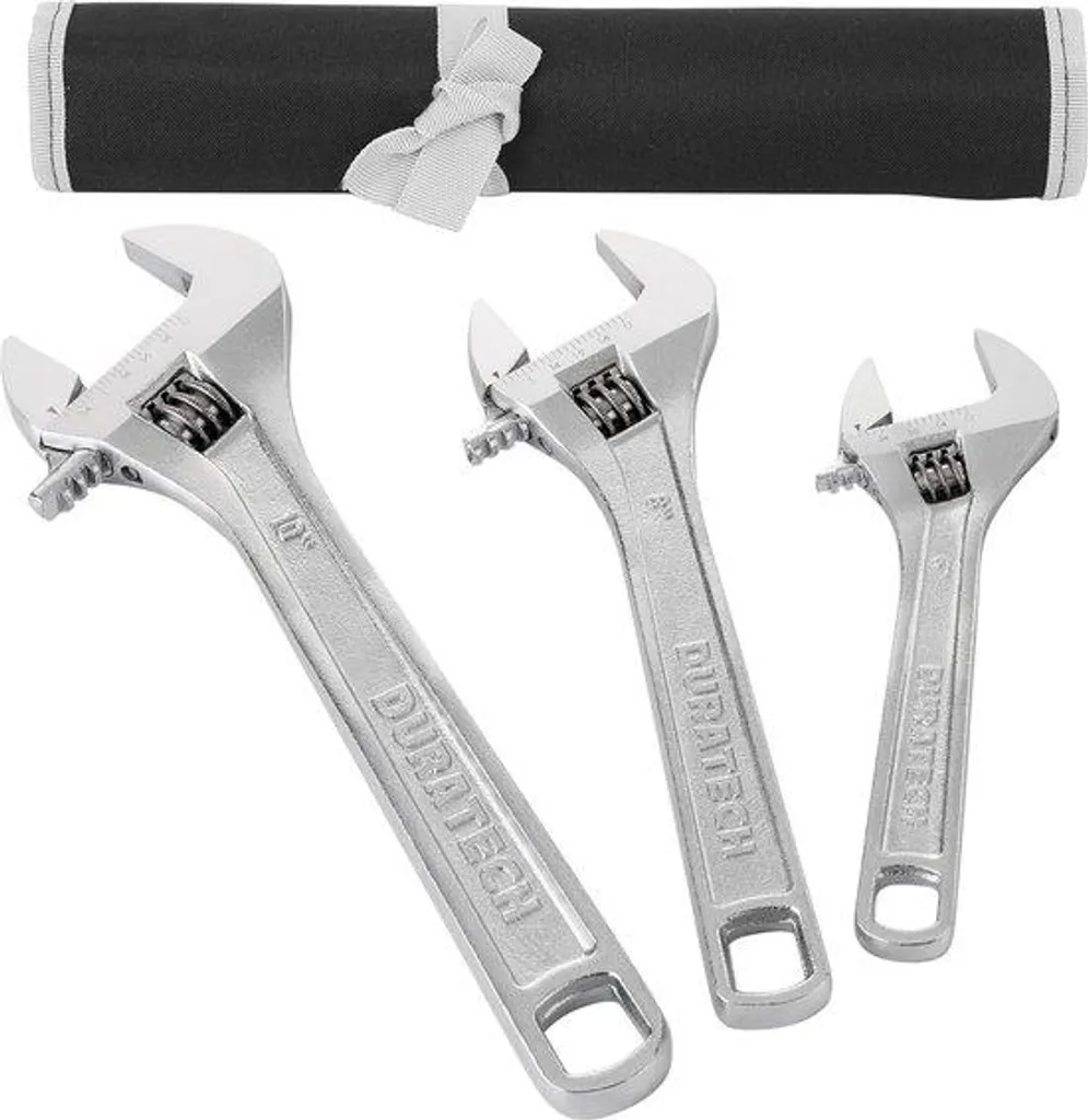 Kit d'outillage plomberie et mécanique : 3 clés réglables chrome-vanadium