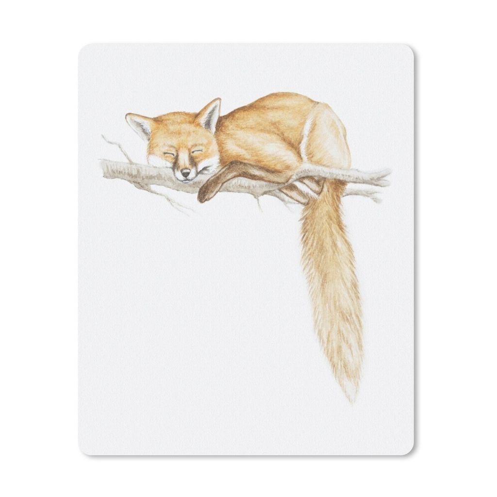 MuchoWow Mauspad Mousepad Fuchs - Zweig - Aquarell 30x40 cm - Mousepads - Maus Mat - Pad - Mausunterlage - Mausmatten