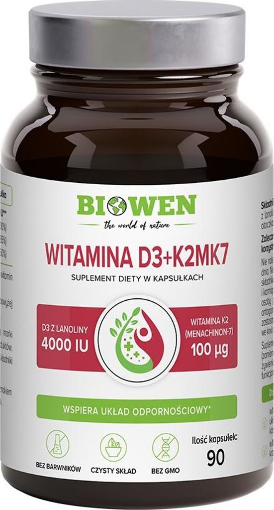 Biowen Vitamin D3 4000 IU + K2MK7 90 Kapseln Produktbild 