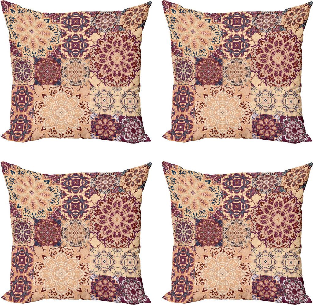 ABAKUHAUS Jahrgang Kissenbezug Set (4 Stück), Antike Morroccan Kunst, Moderner Doppelseitiger Digitaldruck, 60 cm x 60 cm, Getrocknete Rosen-Elfen...