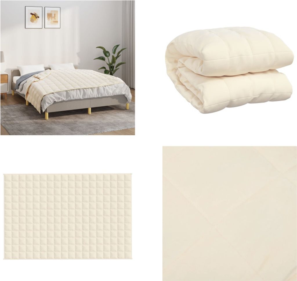 vidaXL Gewichtsdecke Hellcreme 122x183 cm 9 kg Stoff - Gewichtsdecke - Gewichtsdecken - Beschwerte Decke - Decke
