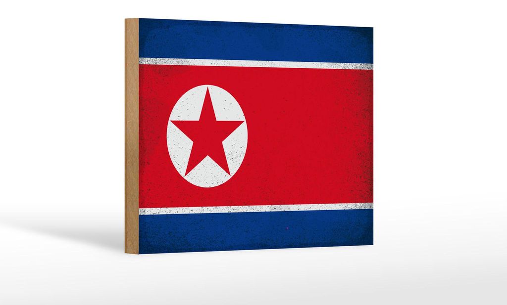 Holzschild Flagge Nordkorea 18x12 cm North Korea Vintage Produktbild 