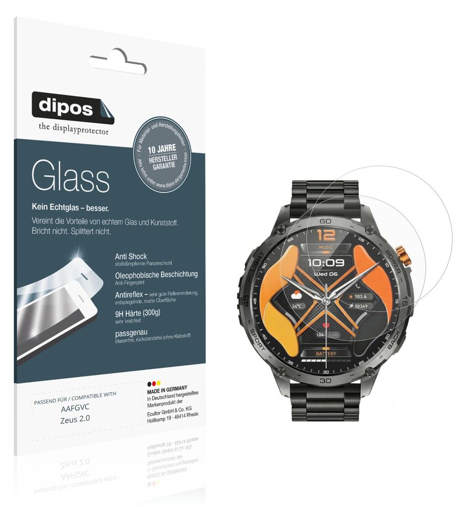 2x Schutzfolie für AAFGVC Zeus 2.0 matt - Anti-Shock 9H Folie dipos Glass Kunststoffglas